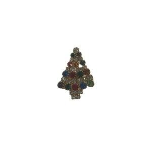Vintage Statement Piece Multi Color Rhinestone Christmas Tree Brooch Pin